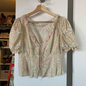 For love and lemons short sleeved blouse with ties and lace